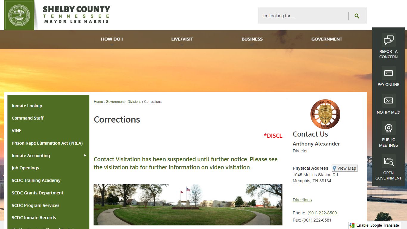 Corrections | Shelby County, TN - Official Website
